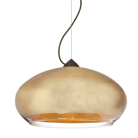 Besa Lighting Brio 14 Cord Pendant, Gold Foil, Bronze Finish, 1x9W LED 1KX-4345GF-LED-BR